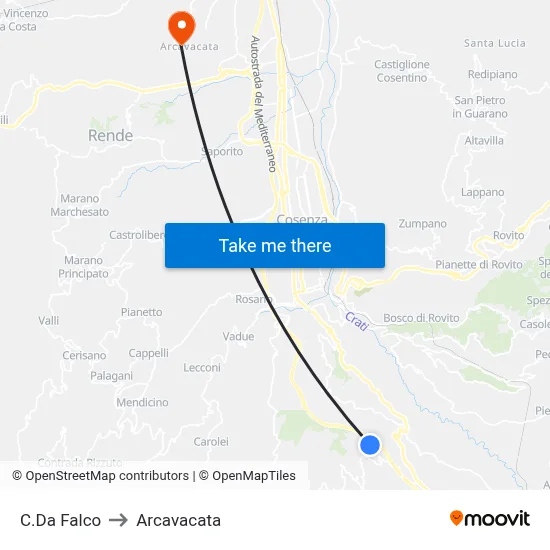 Falco District to Arcavacata map
