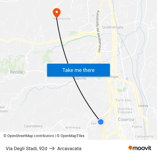 Stadium Street, 92d to Arcavacata map