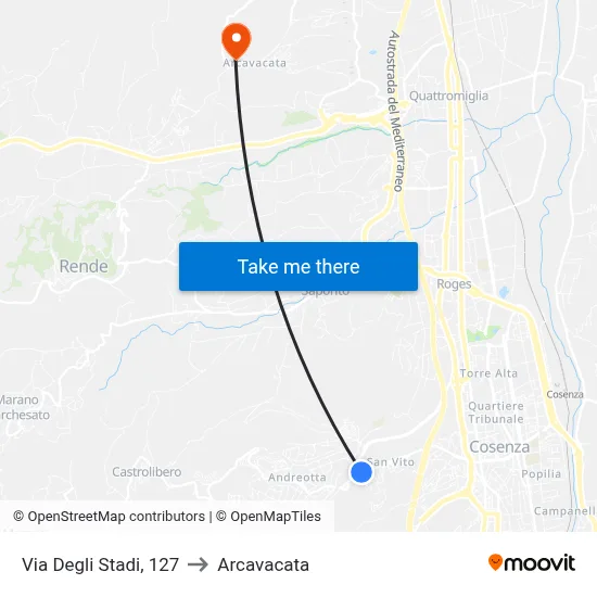 Stadium Street, 127 to Arcavacata map