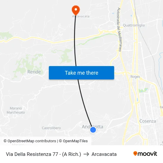 Via Della Resistenza 77 - (A Rich.) to Arcavacata map