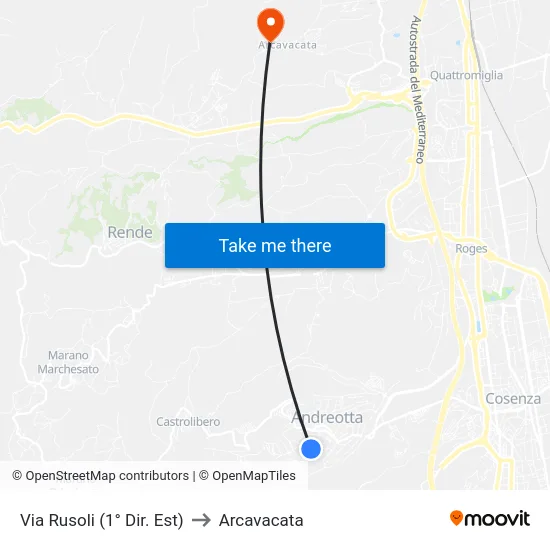 Via Rusoli (1° Dir. Est) to Arcavacata map