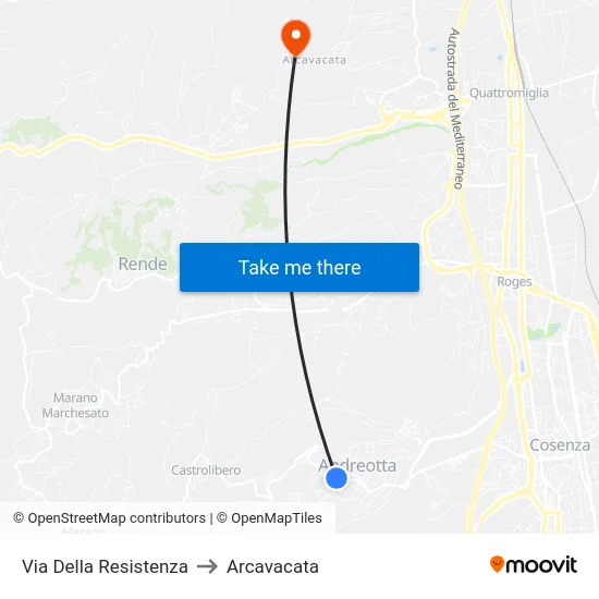 Via Della Resistenza to Arcavacata map