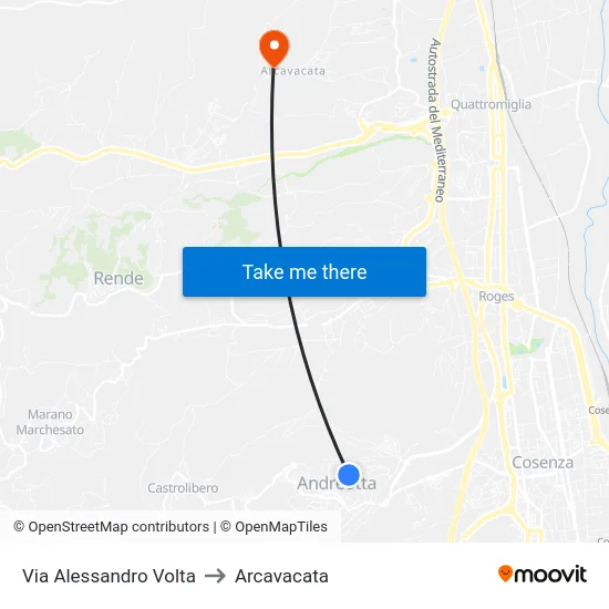 Via Alessandro Volta to Arcavacata map