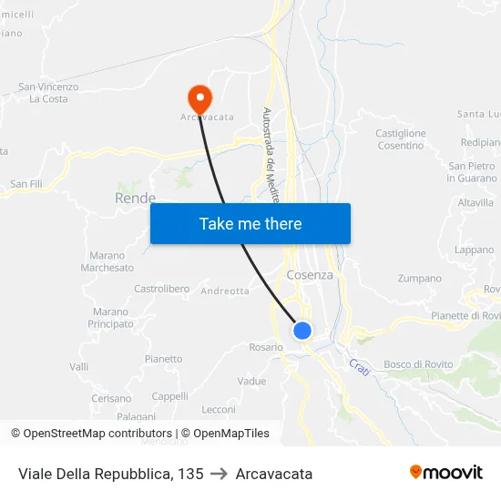 Republic Avenue, 135 to Arcavacata map