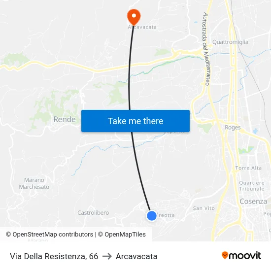 Resistance Street, 66 to Arcavacata map