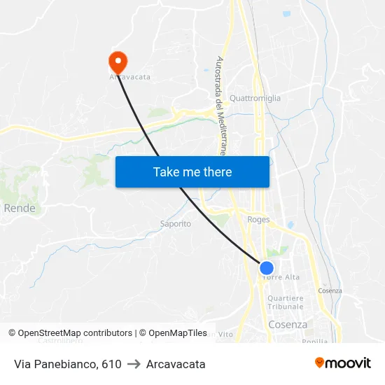 Via Panebianco, 610 to Arcavacata map