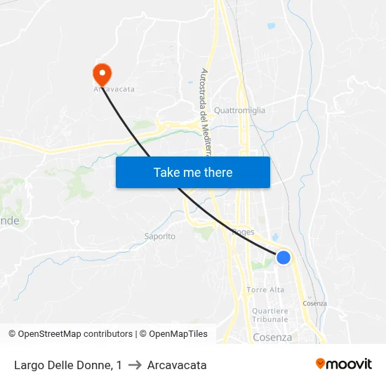 Women's Square, 1 to Arcavacata map