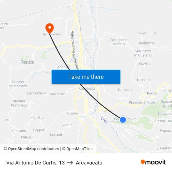 Antonio De Curtis Street, 13 to Arcavacata map