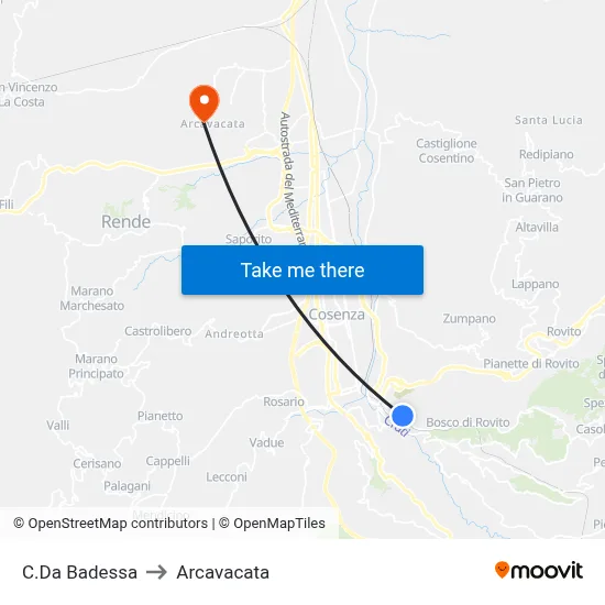 Badessa District to Arcavacata map