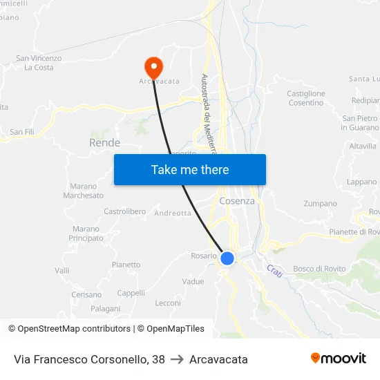 Francesco Corsonello Street, 38 to Arcavacata map