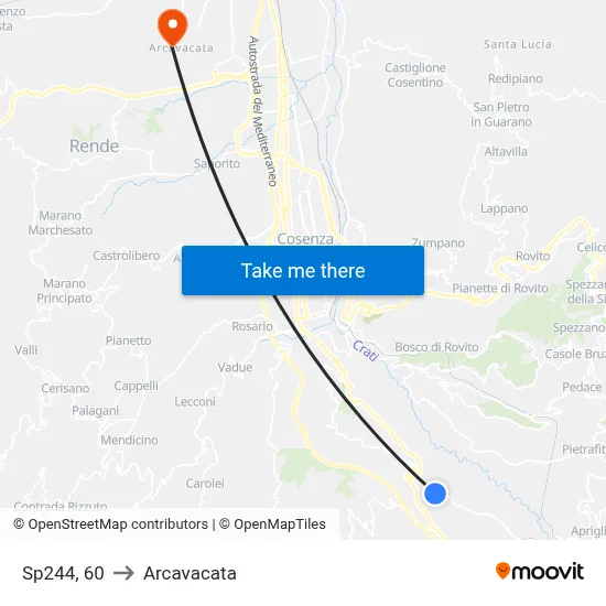 Provincial Road 244, 60 to Arcavacata map