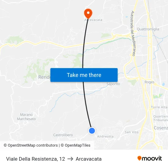 Resistance Avenue, 12 to Arcavacata map