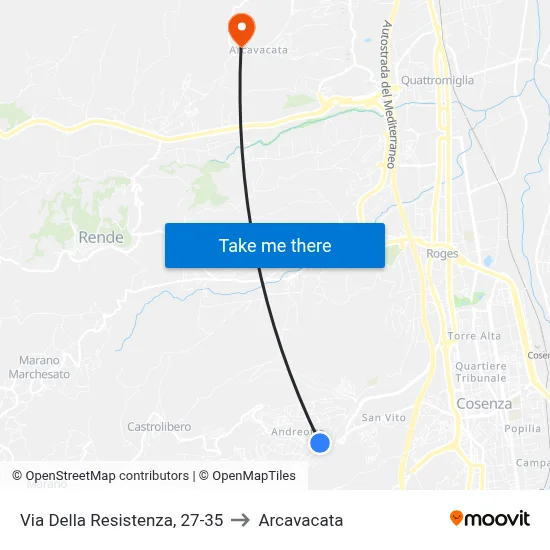 Resistance Street 27-35 to Arcavacata map