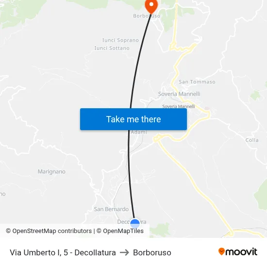 Via Umberto I, 5 - Decollatura to Borboruso map