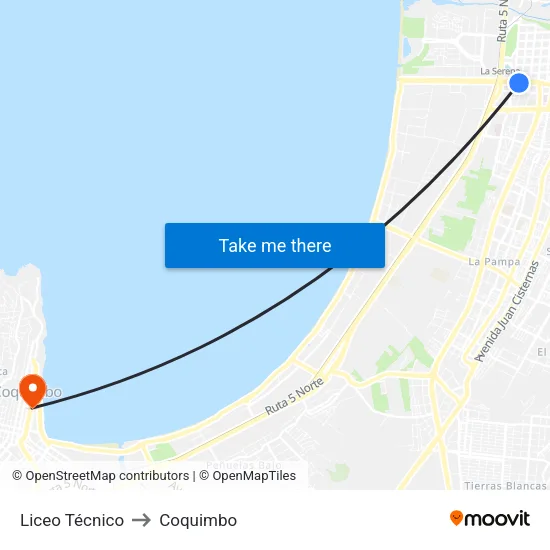 Liceo Técnico to Coquimbo map