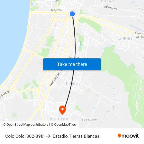 Colo Colo, 802-898 to Estadio Tierras Blancas map