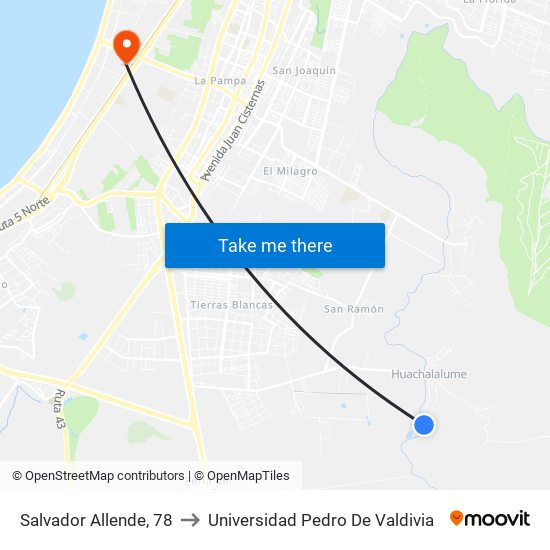 Salvador Allende, 78 to Universidad Pedro De Valdivia map