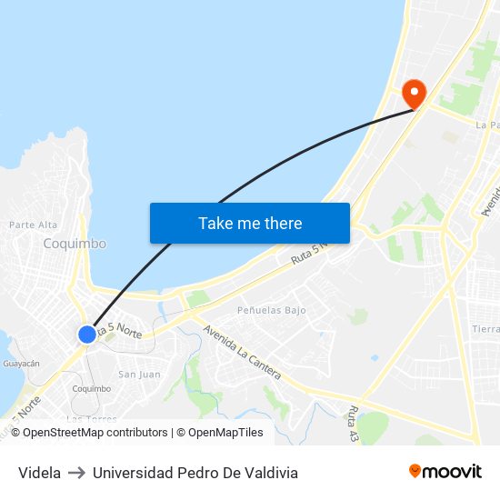 Videla to Universidad Pedro De Valdivia map