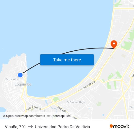 Vicuña, 701 to Universidad Pedro De Valdivia map