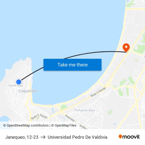 Janequeo, 12-23 to Universidad Pedro De Valdivia map