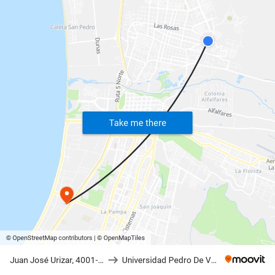 Juan José Urizar, 4001-4061 to Universidad Pedro De Valdivia map