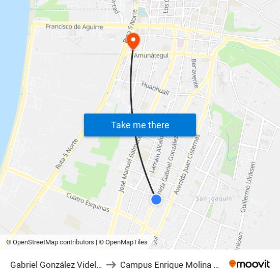 Gabriel González Videla, 3178-3248 to Campus Enrique Molina Garmendia (Uls) map
