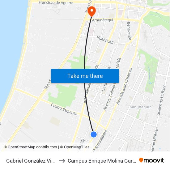 Gabriel González Videla, 3641 to Campus Enrique Molina Garmendia (Uls) map