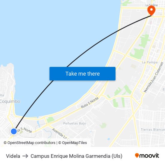 Videla to Campus Enrique Molina Garmendia (Uls) map