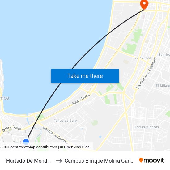 Hurtado De Mendoza, 8-74 to Campus Enrique Molina Garmendia (Uls) map