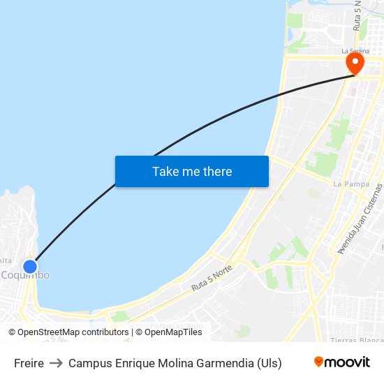Freire to Campus Enrique Molina Garmendia (Uls) map