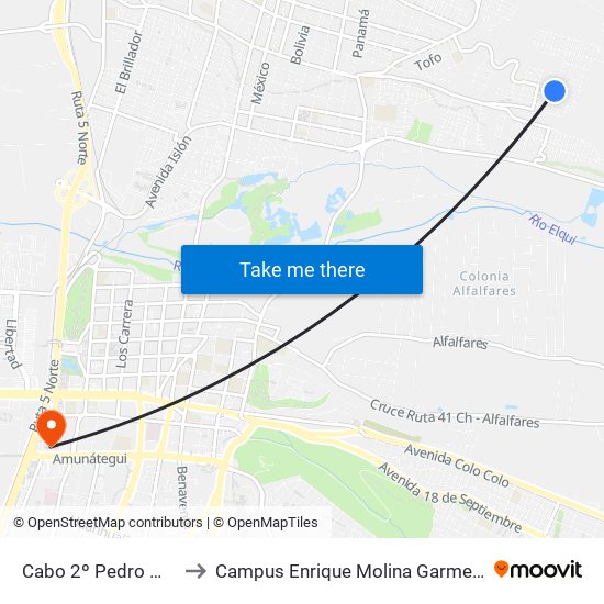 Cabo 2º Pedro Méndez to Campus Enrique Molina Garmendia (Uls) map