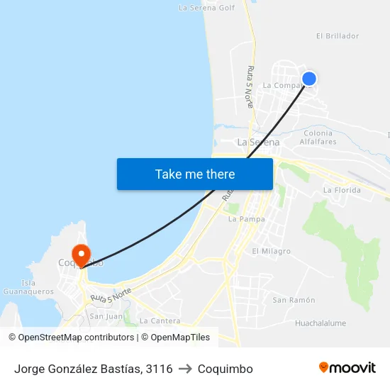 Jorge González Bastías, 3116 to Coquimbo map