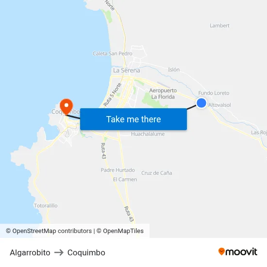 Algarrobito to Coquimbo map