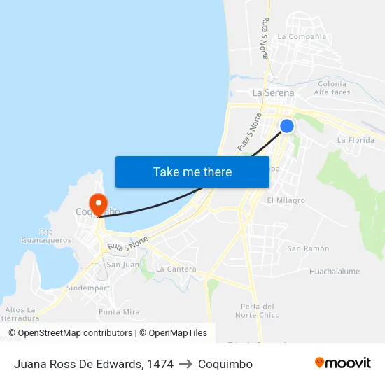 Juana Ross De Edwards, 1474 to Coquimbo map