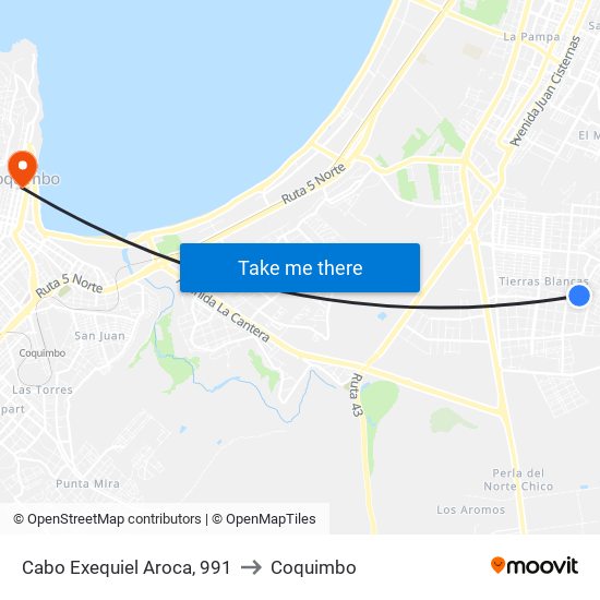 Cabo Exequiel Aroca, 991 to Coquimbo map