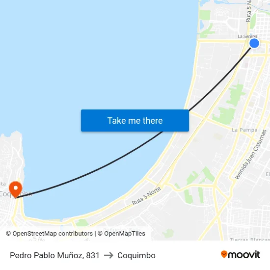 Pedro Pablo Muñoz, 831 to Coquimbo map