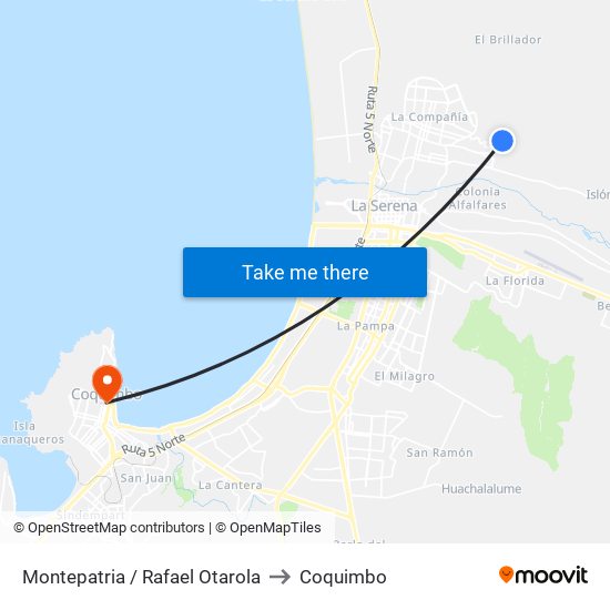 Montepatria / Rafael Otarola to Coquimbo map