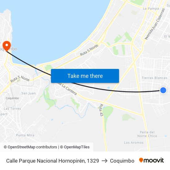 Calle Parque Nacional Hornopirén, 1329 to Coquimbo map
