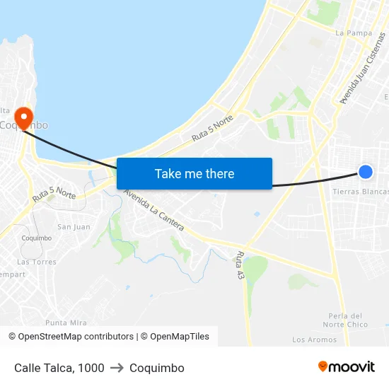Calle Talca, 1000 to Coquimbo map