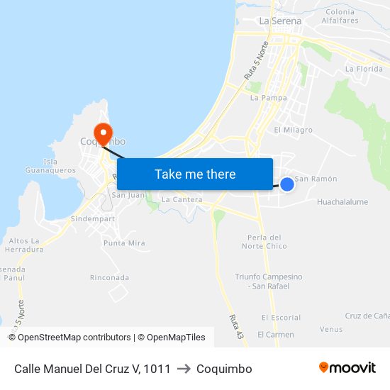 Calle Manuel Del Cruz V, 1011 to Coquimbo map