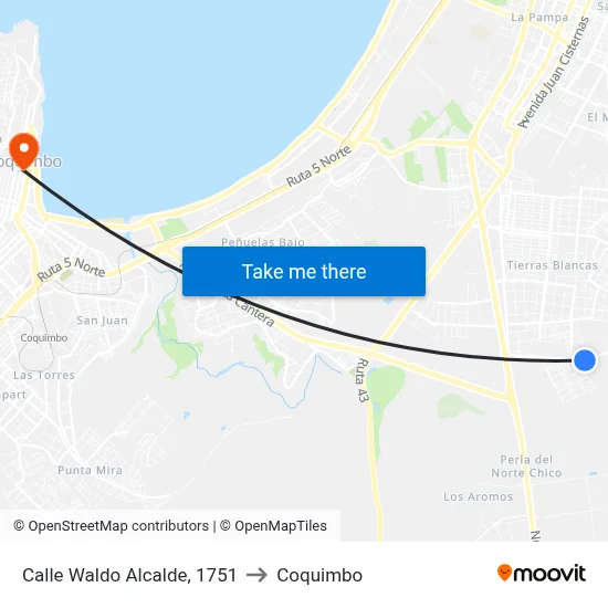 Calle Waldo Alcalde, 1751 to Coquimbo map