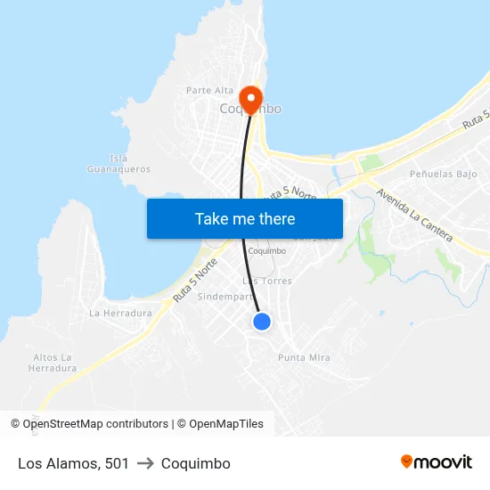 Los Alamos, 501 to Coquimbo map