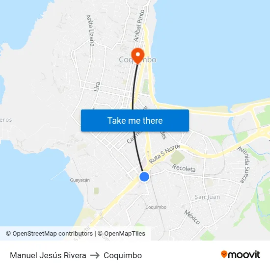 Manuel Jesús Rivera to Coquimbo map