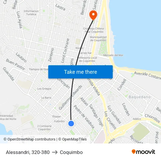 Alessandri, 320-380 to Coquimbo map