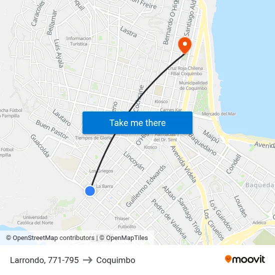 Larrondo, 771-795 to Coquimbo map