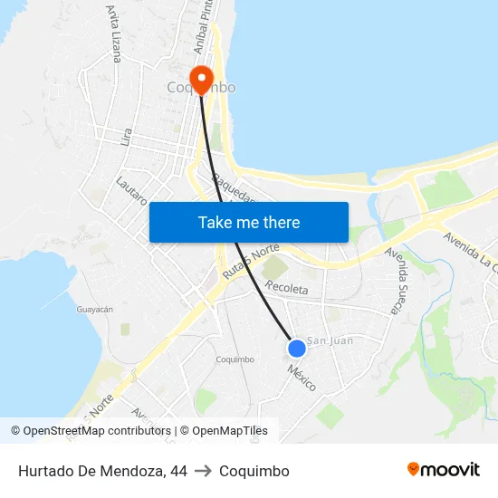 Hurtado De Mendoza, 44 to Coquimbo map