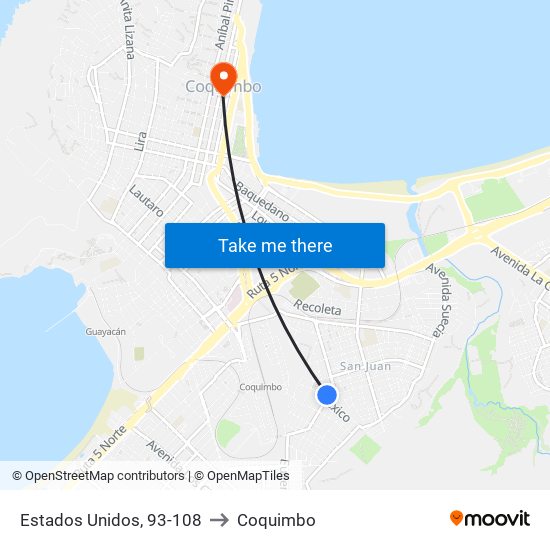 Estados Unidos, 93-108 to Coquimbo map