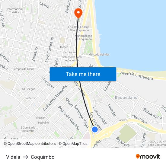 Videla to Coquimbo map