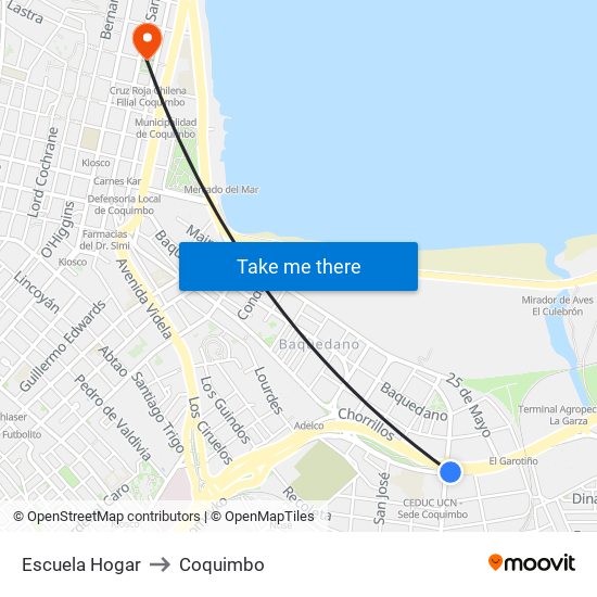 Escuela Hogar to Coquimbo map