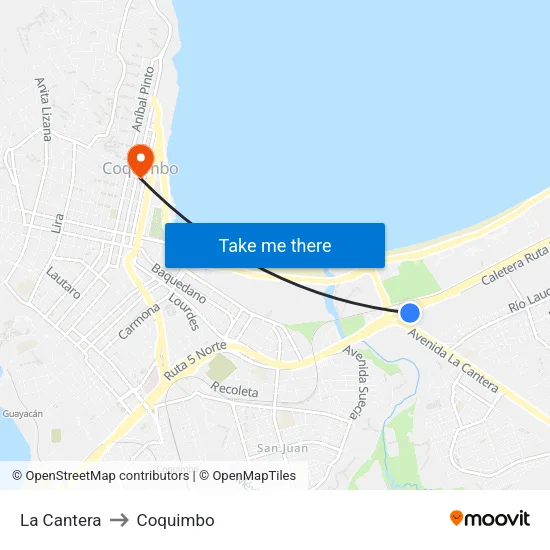 La Cantera to Coquimbo map